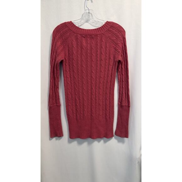 American Eagle | Y2K Womens Long Sleeve Cable Knit V-Neck Sweater- Medium - Picture 4 of 6